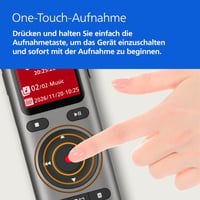 Digitálny diktafón Philips DVT2075 VoiceTracer, MP3 a PCM, stereofónne mikrofóny, 8 GB, prepis a sumarizácia Sembly AI, Li-ion batéria 9
