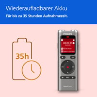 Digitálny diktafón Philips DVT2075 VoiceTracer, MP3 a PCM, stereofónne mikrofóny, 8 GB, prepis a sumarizácia Sembly AI, Li-ion batéria 7