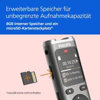 Digitálny diktafón Philips DVT2075 VoiceTracer, MP3 a PCM, stereofónne mikrofóny, 8 GB, prepis a sumarizácia Sembly AI, Li-ion batéria 6