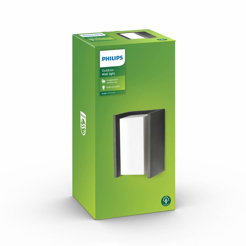 Philips E27 foglalatú kültéri fali lámpa - IP44 vízálló, antracit, időjárásálló kivitel