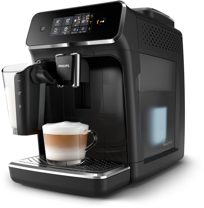 Philips EP2231/40 2200 Series Teljesen Automata Kávégép LatteGo Tejrendszerrel, 1,8 L, 1500 W, 3 Kávékülönlegesség, Zongoralakk Fekete