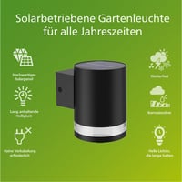 Philips Fyce vanjska solarna zidna svjetiljka, 1,5 W, senzor dnevne svjetlosti, 2700 K, IP44 vodootporna, crna 2
