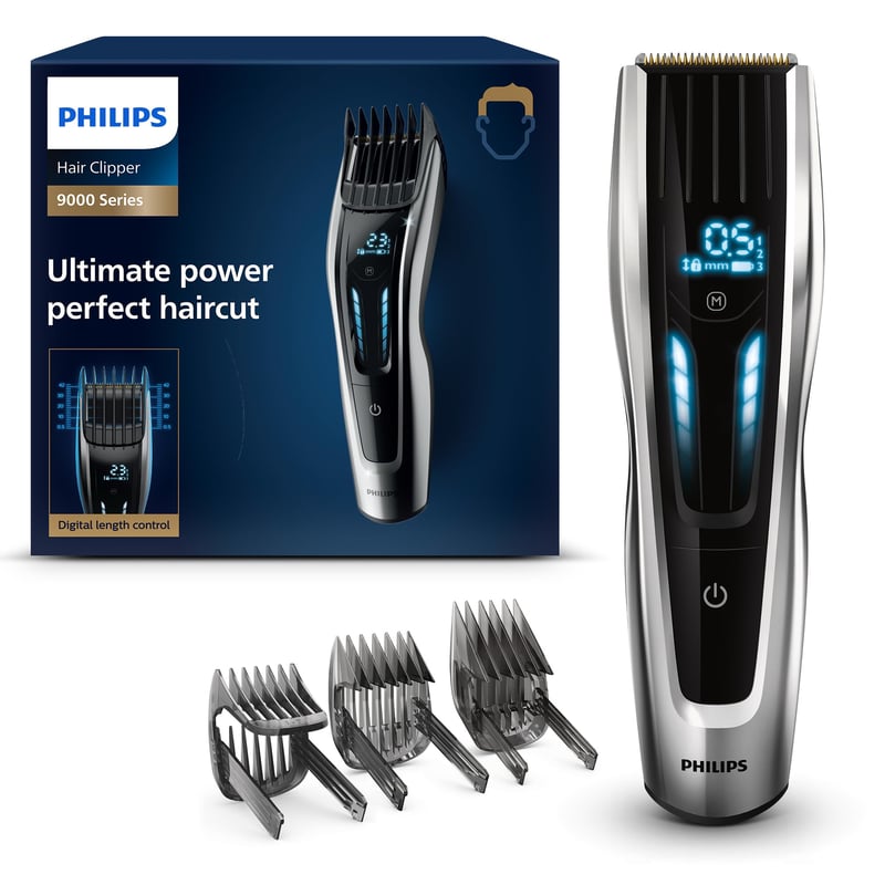 Aparat de tuns Philips HC9450/15 Seria 9000 cu control tactil digital, lame din titan, 400 setări de lungime, 120 minute de utilizare fără fir