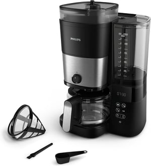 Cafetieră cu filtru Philips HD7900/50 All-in-1 cu râșniță conică integrată, 1,25 L, negru - utilizat