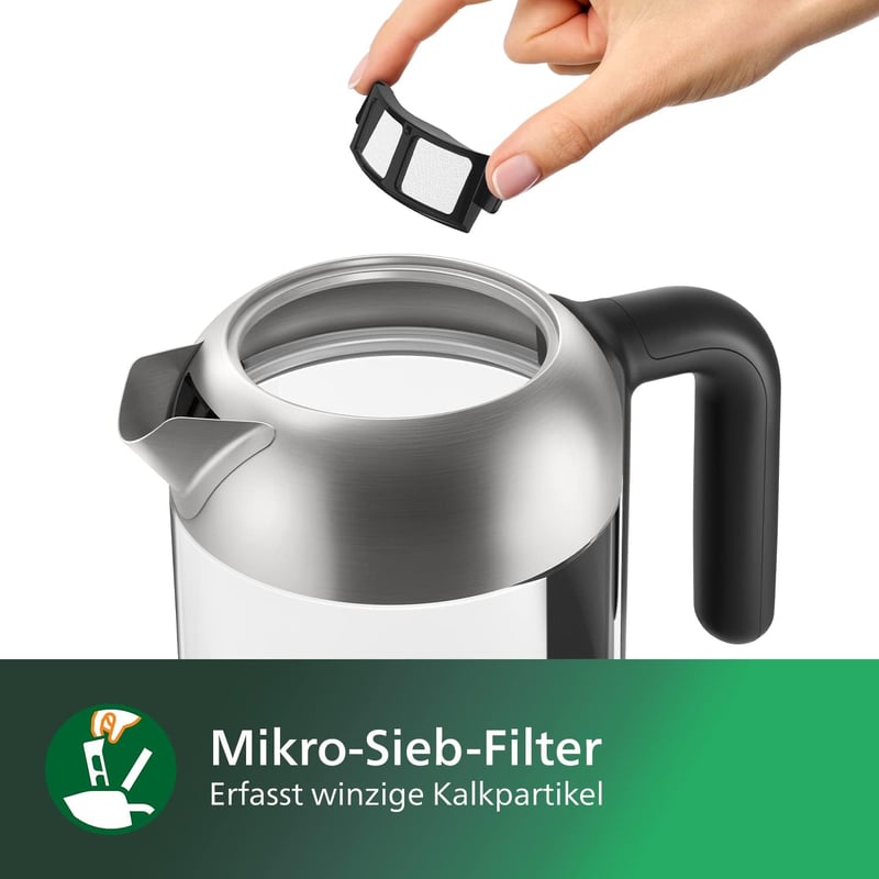 Philips HD9339/80 üveg vízforraló 1,7 liter LED világítás szárazfutás védelem
