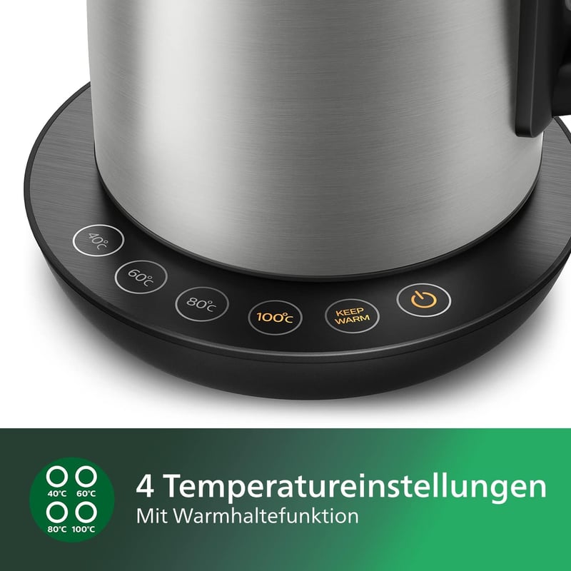 Philips HD9359/90 rozsdamentes vízforraló 1,7L, 2200W, meleg tartás funkcióval