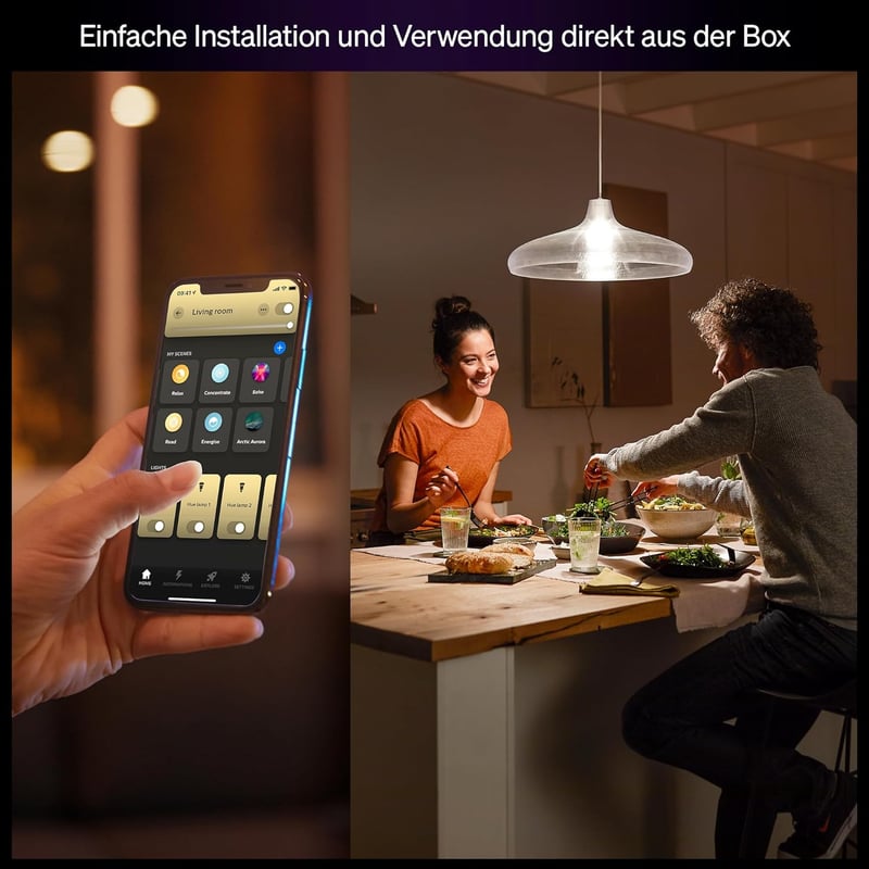 Philips Hue E27 9.5W okos LED izzó 2700K meleg fehér dimmelhető