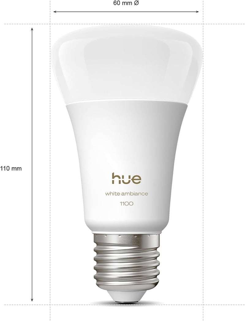 Philips Hue E27 okos LED izzó, fehér ambiance, 2 db, dimmelhető - 2-pack, White, Modern