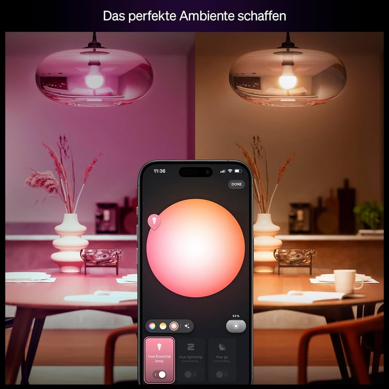 Philips Hue Essential E27 okos LED izzó, fehér és színes, 806 lumen, dimmelhető