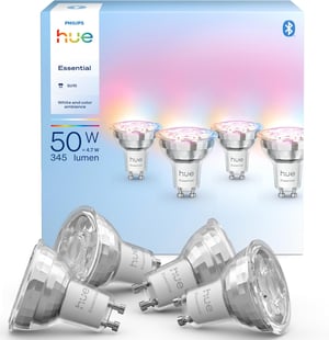 Philips Hue Essential GU10 pametna LED žarulja, bijela i u boji, 345 lm - 4 kom.