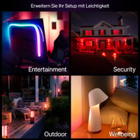 Štartovacia súprava Philips Hue Essential Bridge + 4× inteligentná žiarovka E27, biele a farebné svetlo, 2200-6500K, stmievateľná LED žiarovka, kompatibilná s hlasovým ovládaním 8