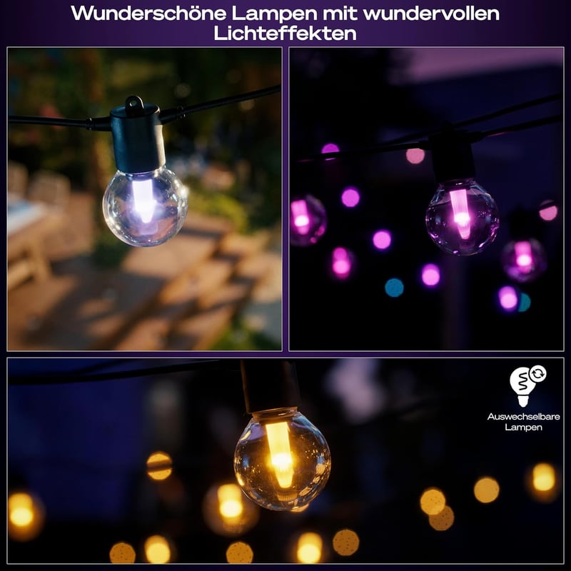 Philips Hue Festavia Globe 14m kültéri tündérfény, 20 lámpa, okos vezérlés