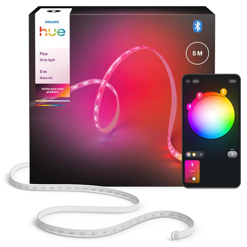 LED pásik Philips Hue Flux 5 m, 1200 lm, interiérové osvetlenie, RGBWWIC, miešanie farieb Chromasync, možnosť skrátenia, rozšíriteľný, ovládanie cez aplikáciu a hlasom