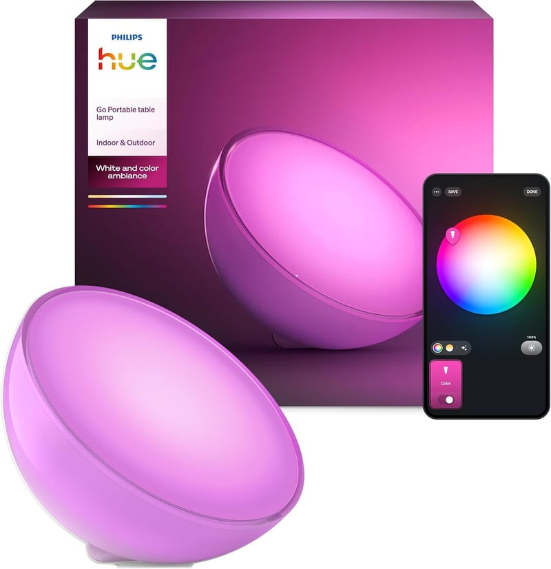 Lampă de masă portabilă LED Philips Hue Go Accent, alb – iluminat inteligent, cu acumulator, intensitate reglabilă