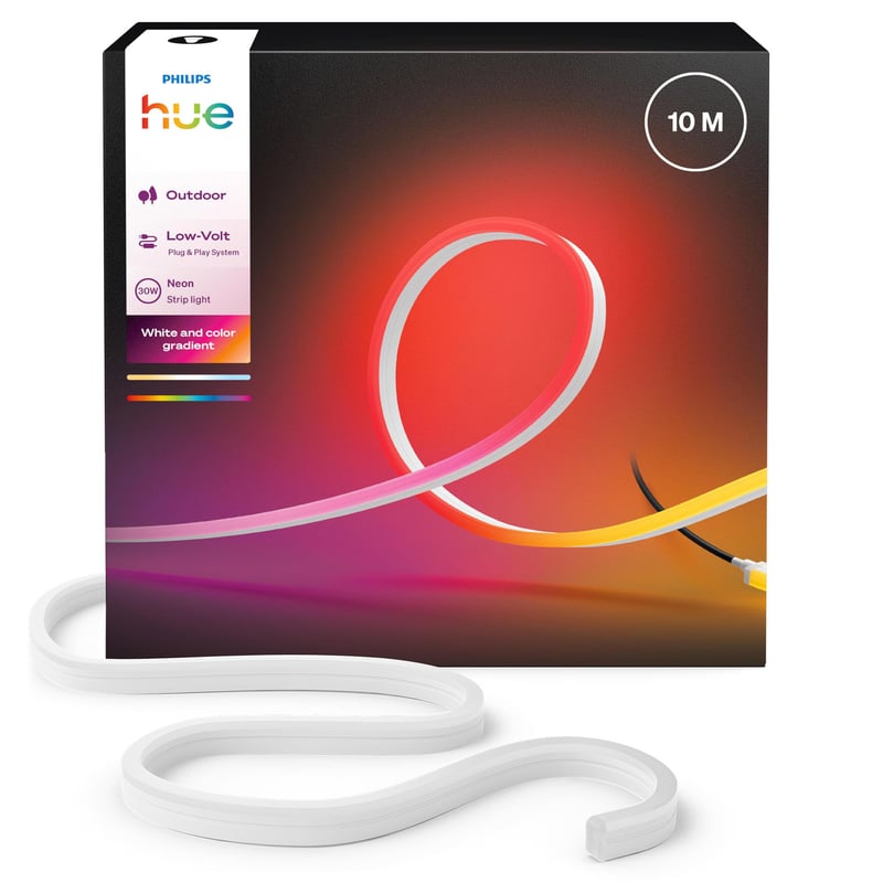 Philips Hue Neon vanjska LED traka od 10 metara, višebojna, 1100 lm, Chromasync miješanje boja, vodootporna, za vanjsku upotrebu, upravljanje putem aplikacije i glasa