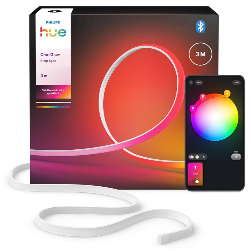 Philips Hue OmniGlow 10 m mikro LED pásik, 2700 lm, farebný LED pásik, ohybné nepriame osvetlenie, možnosť strihania, ovládanie cez aplikáciu a hlasom