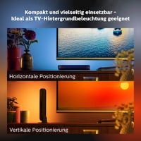 Unitate de extensie Philips Hue Play Lightbar – Negru, Iluminat ambiental, 16 milioane de culori, control prin aplicație, compatibil cu Alexa 3