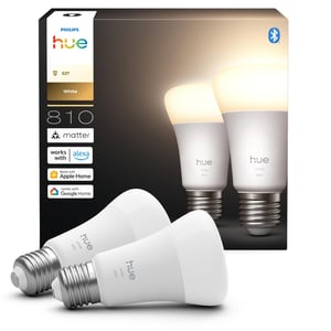 Philips Hue pametna LED žarulja A60, toplo bijelo svjetlo 2700K, E27 grlo, 7W, 810 lumena, prigušiva, kompatibilna s Alexa, Google Assistant i Apple Home uređajima