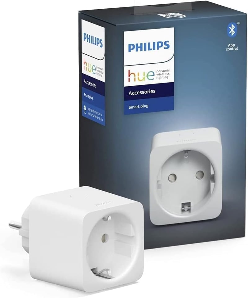 Priză inteligentă Philips Hue albă - controlul luminilor Hue prin comandă vocală și aplicație de oriunde