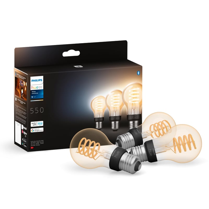 Inteligentná žiarovka Philips Hue White Ambience E27 Standard Filament, 7W – 3 ks