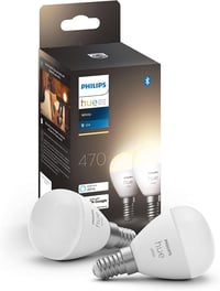 Philips Hue White E14 luster LED žarulja, 470 lm, prigušiva, topla bijela svjetlost, upravljanje putem aplikacije, kompatibilna s Amazon Alexa, 2 komada 1