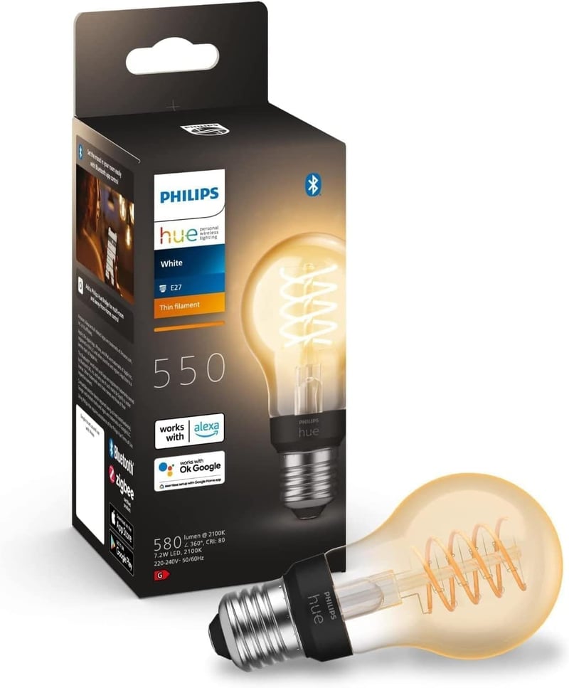 Philips Hue White E27 Filament LED izzó 550 lm, dimmelhető okos lámpa