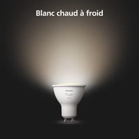 LED bodové svietidlo Philips Hue White GU10, 1 ks (400 lm), stmievateľná inteligentná žiarovka s teplým bielym svetlom, s ovládaním hlasom a cez aplikáciu 2