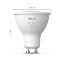 LED bodové svietidlo Philips Hue White GU10, 1 ks (400 lm), stmievateľná inteligentná žiarovka s teplým bielym svetlom, s ovládaním hlasom a cez aplikáciu 8