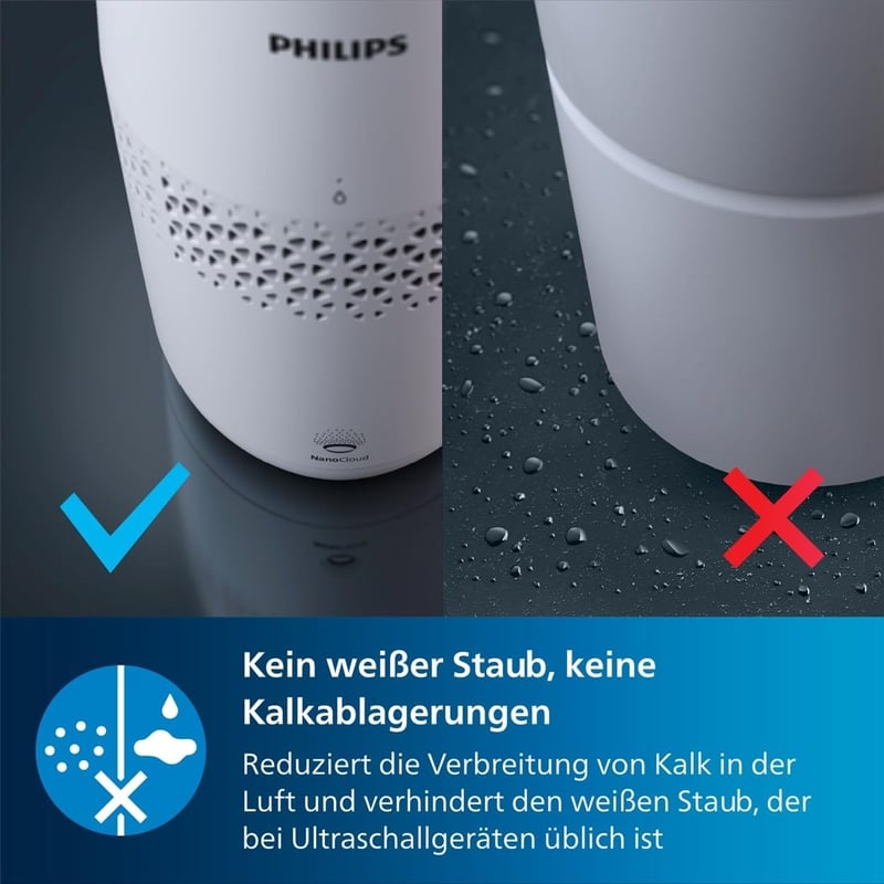 Philips Humidifier 2000 Series Párásító, 99,97%-kal Kevesebb Baktériummal, 2L Tartály, 31m² Helyiséghez, Ultra Csendes 32dB, Automata Kikapc