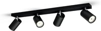 Lampă de tavan Philips Kosipo cu 4 spoturi, fasung GU10, spoturi rotative, fără sursă de lumină, negru 1