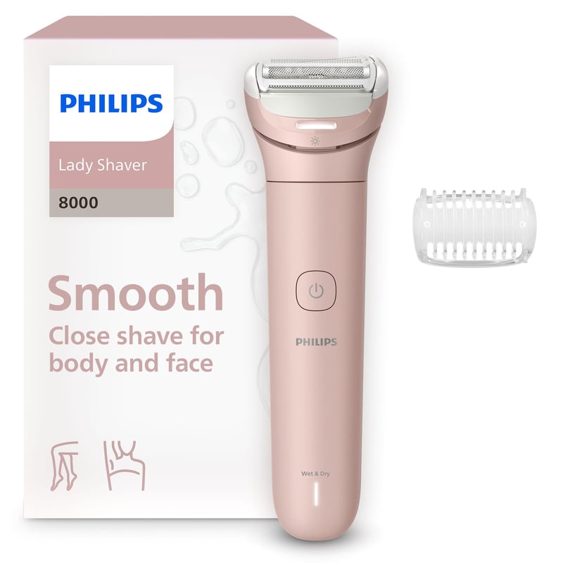 Aparat de ras electric fără fir pentru femei Philips Lady Shaver Seria 8000 BRL129/00, pentru utilizare umedă și uscată, cu cap flexibil cu 3 lame, lumină LED și autonomie de 100 de minute