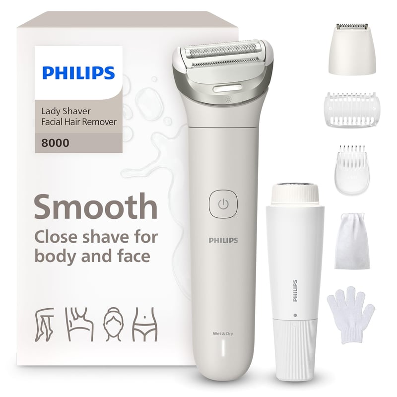 Aparat de ras electric fără fir Philips Lady Shaver Seria 8000 BRL159/00 pentru femei, utilizare umedă și uscată, 3 lame, cap flexibil, LED, față/picioare/corp/zonă inghinală, 100 minute