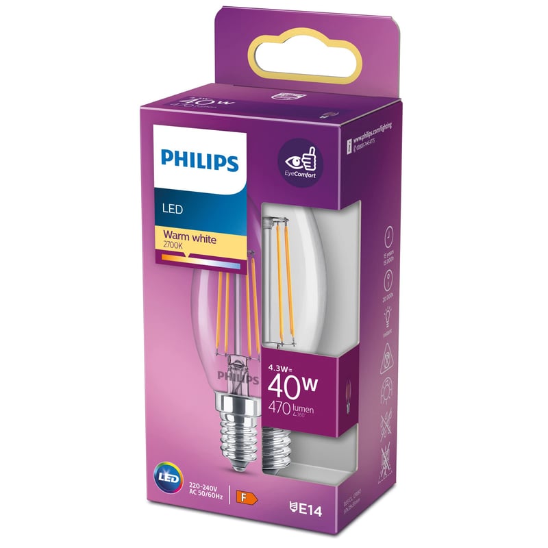 Philips Lighting LED žarulja svijeća E14 4,3W (40W) topla bijela, oblik svijeće 3,5 cm Classic 76307700, energetski razred A++