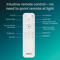 Ventilator de tavan PHILIPS cu 3 palete, iluminare LED, 132 cm, 2650 lm, alb reglabil 3000-6500 K, reglabil până la 5%, cu telecomandă, lemn alb 8