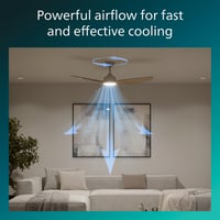 Ventilator de tavan PHILIPS cu 3 palete, iluminare LED, 132 cm, 2650 lm, alb reglabil 3000-6500 K, reglabil până la 5%, cu telecomandă, lemn alb 3
