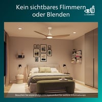 Stropný ventilátor PHILIPS, 3 lopatky, 52 palcov, s LED svetlom 28 W, bielo-drevený, s diaľkovým ovládaním, 3000 K, 4300 K, 6500 K, s jednosmerným motorom a stmievačom 7