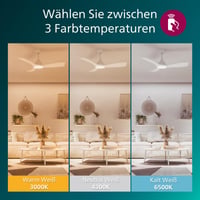 Stropný ventilátor so svetlom Philips, 132 cm (52 palcov), pevné lopatky, 35 W + 24 W, biela farba, polozapustená montáž 6