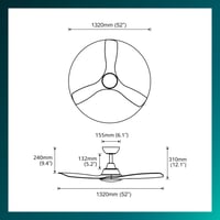 Stropný ventilátor so svetlom Philips, 132 cm (52 palcov), pevné lopatky, 35 W + 24 W, biela farba, polozapustená montáž 3