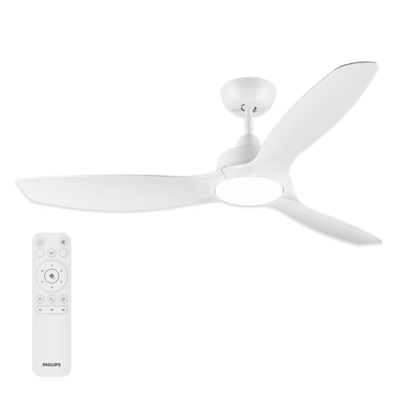 Stropný ventilátor Philips s LED osvetlením, 132 cm, pevné lopatky, 2650 lm, 3000-6500 K, stmievateľný, s diaľkovým ovládaním, biela/drevo