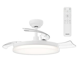 PHILIPS stropni ventilator s LED rasvjetom, 3 uvlačive lopatice, 106 cm, 4500 lm, 2700 4000 5500 K, s daljinskim upravljačem, prigušivanje svjetla, bijeli