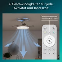 Stropný ventilátor PHILIPS s LED osvetlením, 3 zasúvateľné lopatky, 106 cm, 4500 lm, 2700/4000/5500 K, s diaľkovým ovládaním, stmievateľný, biely 4