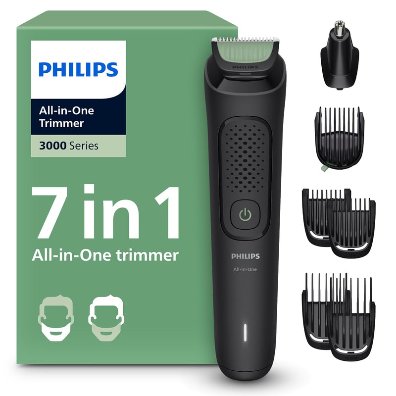 Aparat de tuns multifuncțional Philips Multigroom Seria 3000 MG3930/15 – set de 7 piese pentru față și păr, cu lame auto-ascuțite și 10 setări de lungime