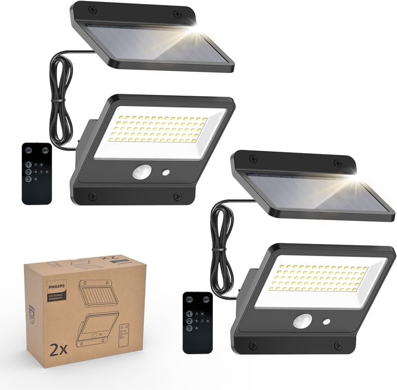 Philips napelemes kültéri LED lámpa mozgásérzékelővel, távirányítóval, IP65