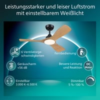 Philips Olas stropni ventilator 106 cm 30W+24W crni s drvenim uzorkom Gen 2 s tihim LED osvjetljenjem 2
