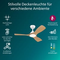 Philips Olas LED stropni ventilator 106 cm, 24W, boja bijelo drvo, DC motor — Nedostaju elementi za pričvršćivanje (vijci) (stanje: vidi 2. sliku) 3