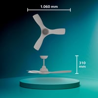 Stropný ventilátor so svetlom Philips Olas – 107 cm, 3 pevné lopatky, 2650 lúmenov, nastaviteľné biele svetlo 3000-6500 K, s diaľkovým ovládaním, f 9