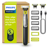 PHILIPS OneBlade 360 elektrický holiaci strojček na tvár a telo, zastrihávač brady, 2× 360 čepeľ, 4× hrebeň na strnisko, 1× súprava na telo QP2834/31 1