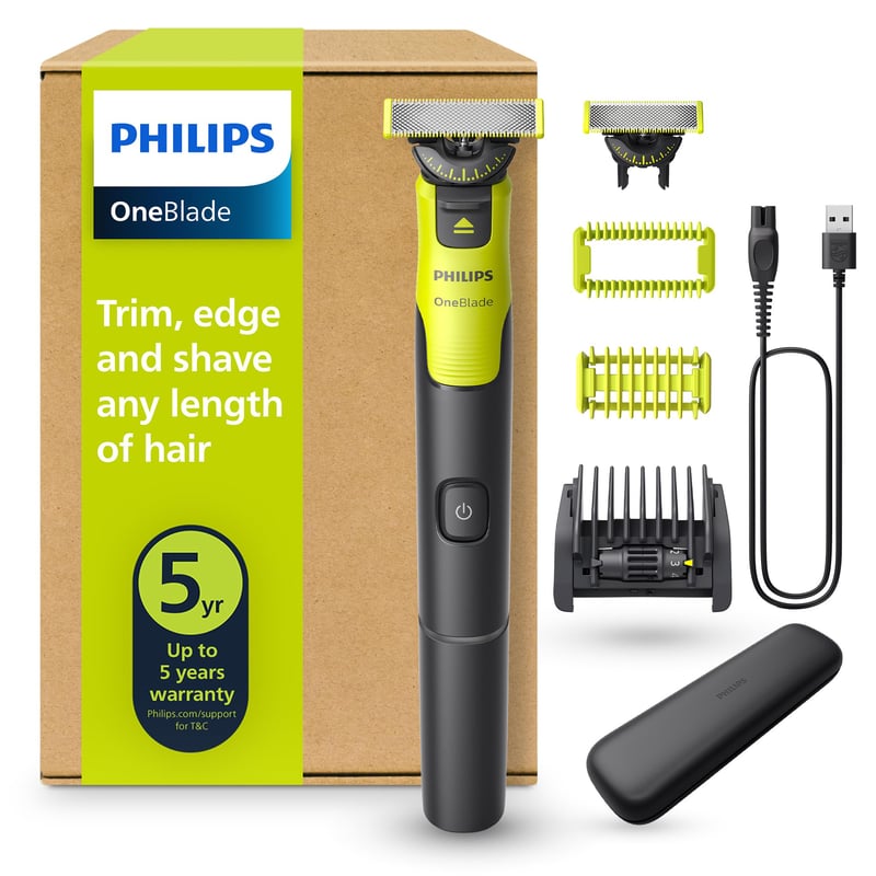 Aparat de ras și tuns corporal Philips OneBlade 360 Face & Body QP4631/65, tehnologie 360, pieptene reglabil 5 în 1, husă de transport, conectivitate prin aplicație