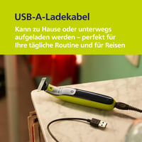 Aparat de ras și tuns electric Philips OneBlade 360 Face QP2734/30 - 2x lamă de schimb 360, pieptene reglabil 5-în-1, utilizare umedă și uscată, baterie USB 6