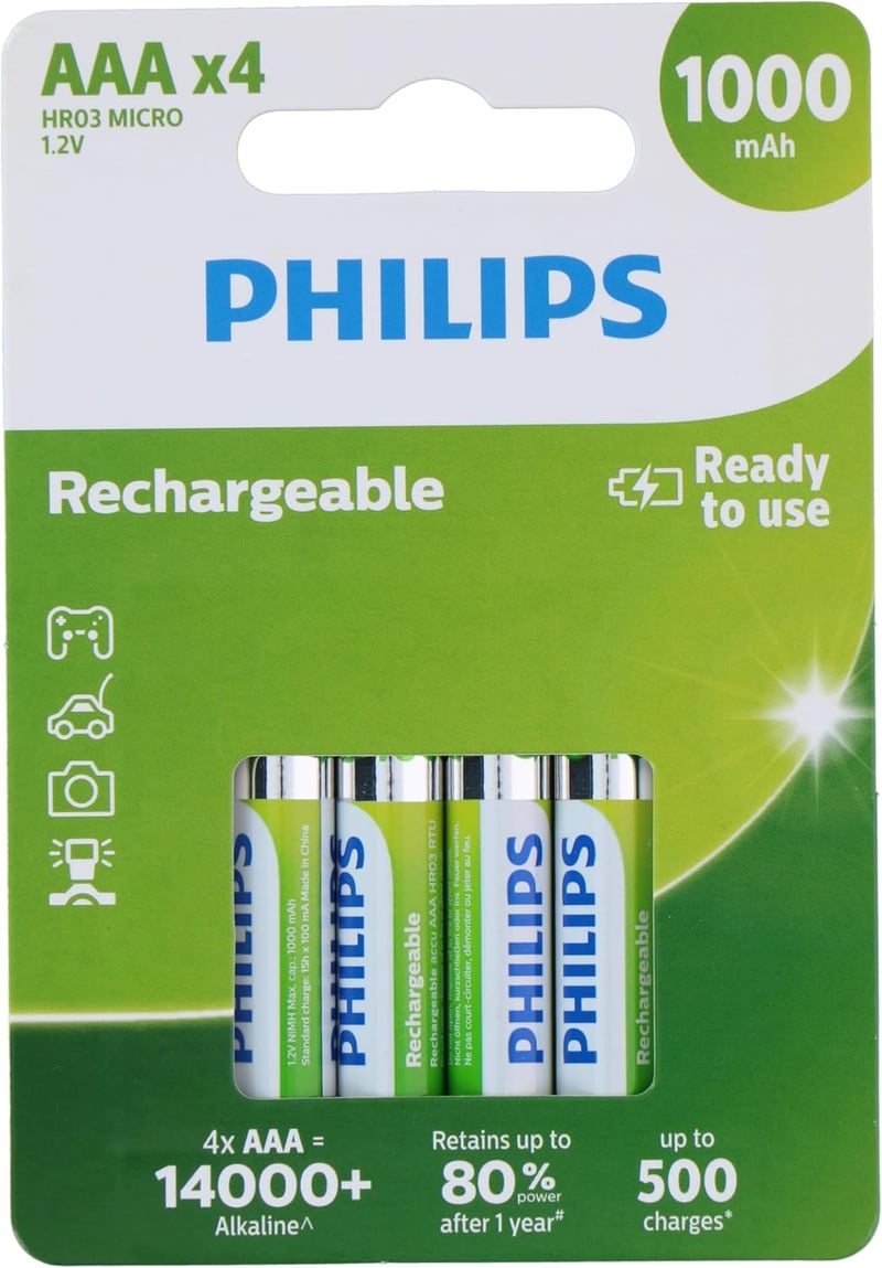 Philips R03B4RTU10 AAA Újratölthető Elem 4db Nikkel-Fém Hidrid - 4 x AAA 1000 mAh
